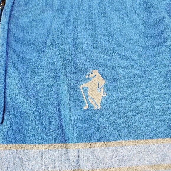 Peter Millar Sweater Mens Medium Blue Stripe Crown Comfort 1/4 Zip Golf Pullover - Picture 2 of 7